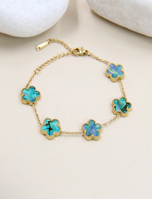 Bracelet trèfle bleu azur